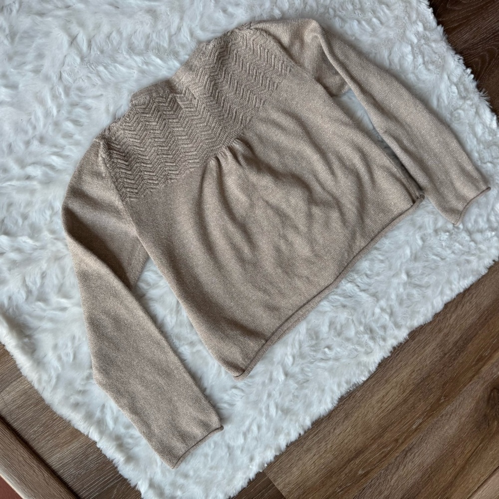 Mini Boden Girls Beige Shimmery Knit Cardigan Size 7-8Y - Picture 4 of 4
